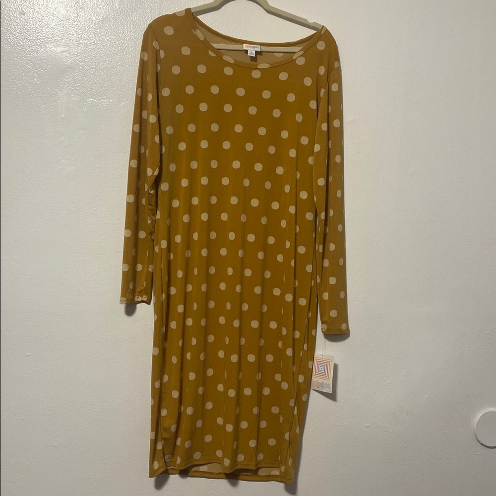 Mustard Polka Dot MIDI long Sleeve Dress by LuLuRoe size Extra Large